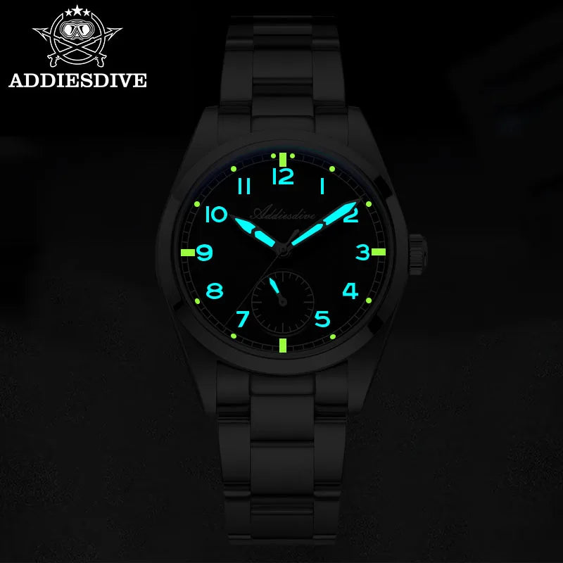 Relógio de quartzo ADDIESDIVE 36mm para homem VH60, luminoso BGW9, vidro em cúpula tipo bolha, resistente à água 10Bar, em aço inoxidável