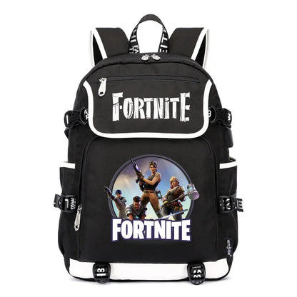 Zaino Fortnites di grande capacità, borsa casual a tracolla con porta USB, unisex, stile anime, cartella per studenti, nuovo regalo di cancelleria elegante