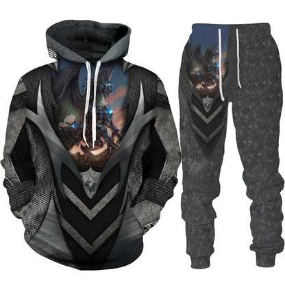 Retro Dragon Tattoo 3D Print Men Women Tracksuit Sets Casual Hoodie + Pants 2pcs Sets Oversized Sweatshirt Fashion Men Clothing