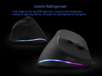 ZELOTES C-18 vertikali pelė, 11 mygtukų optinė pelė, RGB, programuojami vairasvirtės tipo valdikliai, lazerinė žaidimų pelė PC kompiuterių žaidėjams