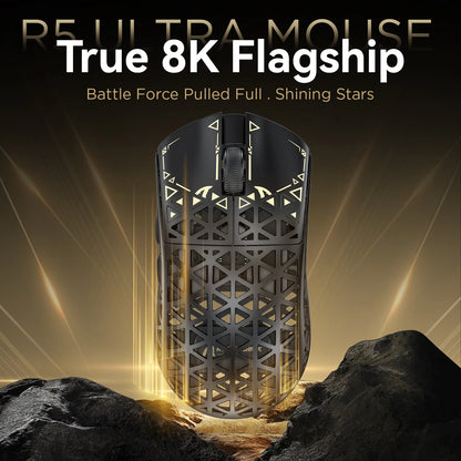 ATTACK SHARK R5 Ultra Carbon Fiber Kabellose 8K-Gaming-Maus 39g SUPERLIGHT, PixArt PAW3950MAX Gaming-Sensor, 8000Hz kabelloses Polling