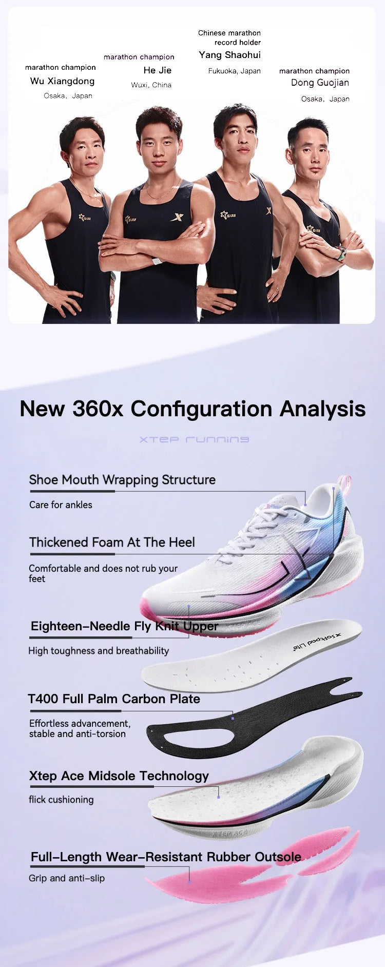„Xtep 360X Professional“ bėgimo bateliai vyrams su anglies plokštele, skirti maratonui, „PB Sport“ sportiniai bateliai, pagaminti iš lengvos ETPU medžiagos, sportiniai bateliai 976119110080