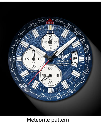 Zegarek kwarcowy męski YELANG V1029S 42mm, mechanizm Japan OS10, luminescencja T100, wodoodporność 100M, sportowy styl militarny, szafir