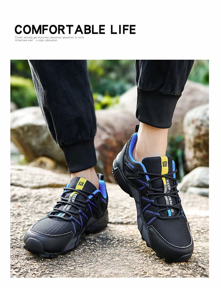 Herenwandelschoenen voor alle terreinen – outdoor sportschoenen van ademend mesh, antislip en slijtvast, voor wandelen en fietsen outdoor