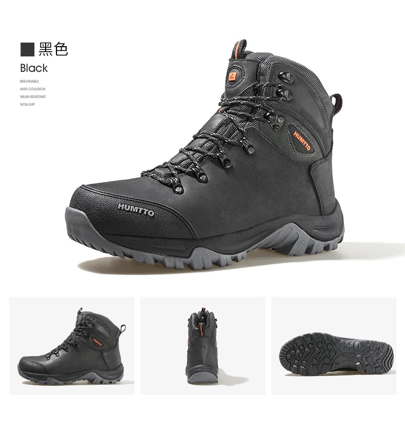 HUMTTO Sapatilhas de Caminhada Impermeáveis para Homem, Botas de Caça Táticas de Deserto, Botas de Trekking pelo Tornozelo para Homem e Mulher, Quentes em Couro