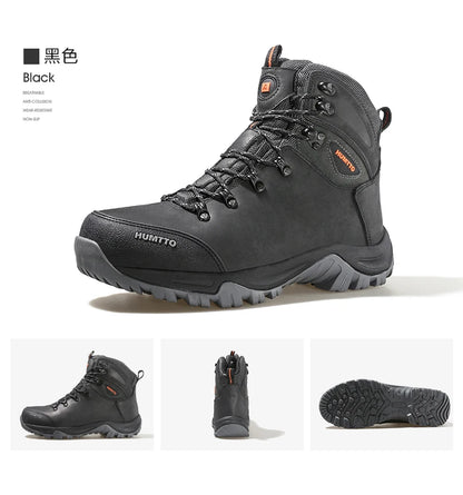 HUMTTO Sapatilhas de Caminhada Impermeáveis para Homem, Botas de Caça Táticas de Deserto, Botas de Trekking pelo Tornozelo para Homem e Mulher, Quentes em Couro