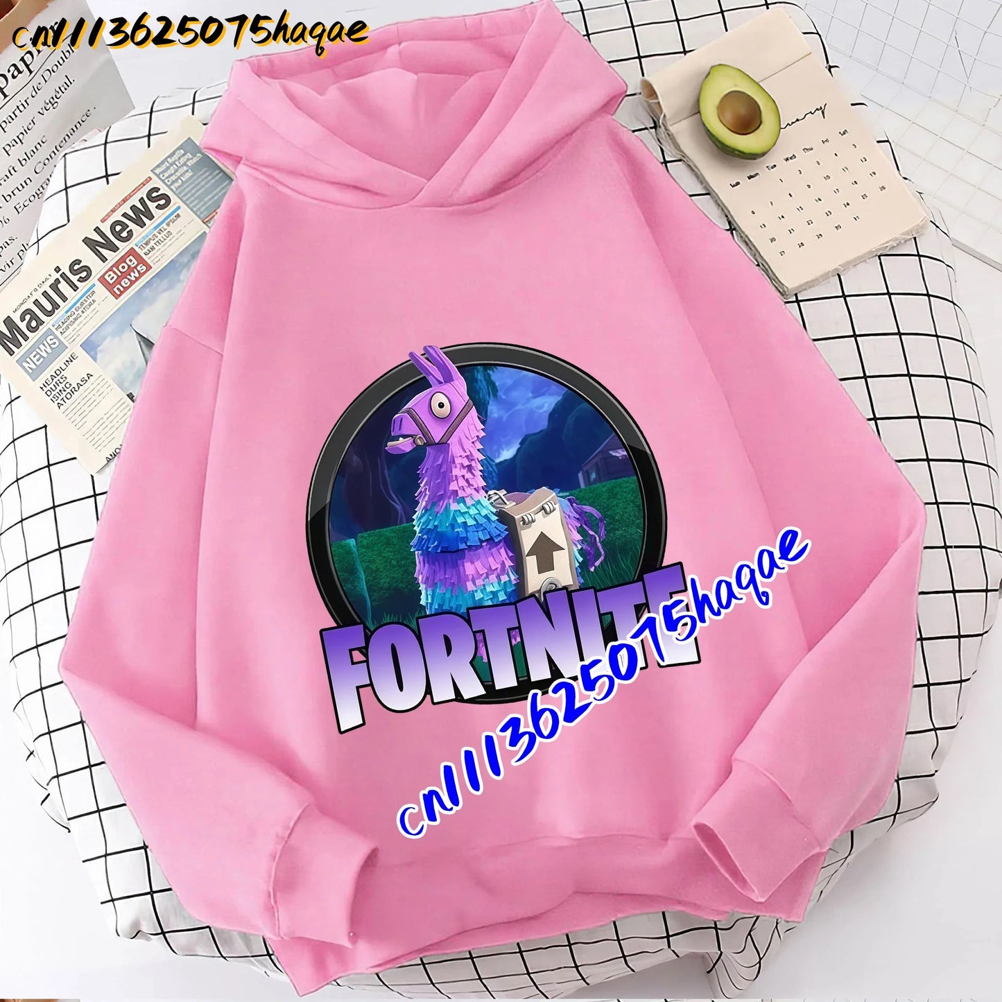 FORTNITED Felpa con cappuccio a maniche lunghe per bambini, bambine e ragazzi, streetwear, pullover, stile anime, top moda per bambini, idea regalo