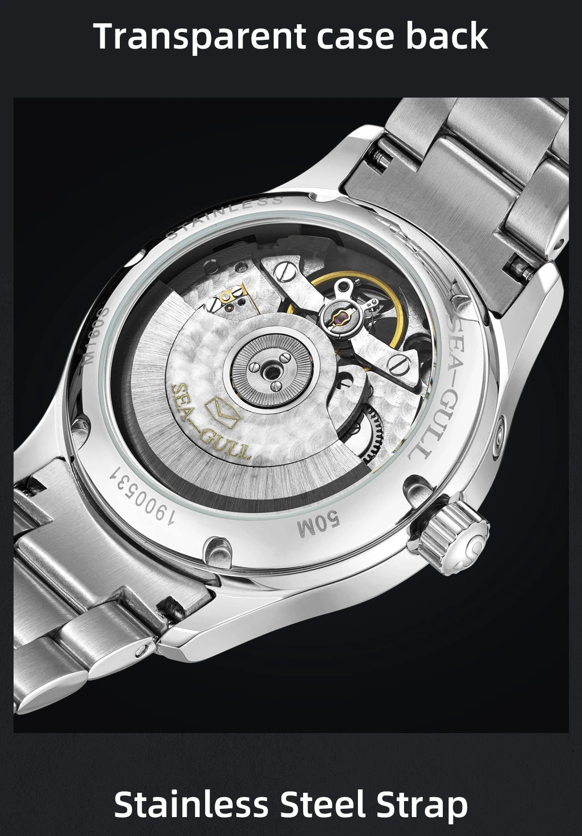 Seagull Flywheel Series Men's Watch Xidong Mechanical Watch 316L Precision Steel Band 39mm Business Watch Relojes Para Hombres