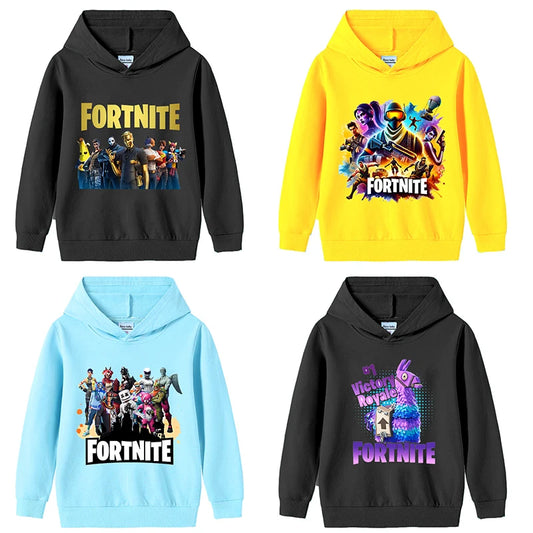 Lasten Fortnite-huppari syksyyn, ohut hupullinen collegepaita pojille ja tytöille, pitkähihainen pusero, urheilu- ja vapaa-ajan lastenvaate