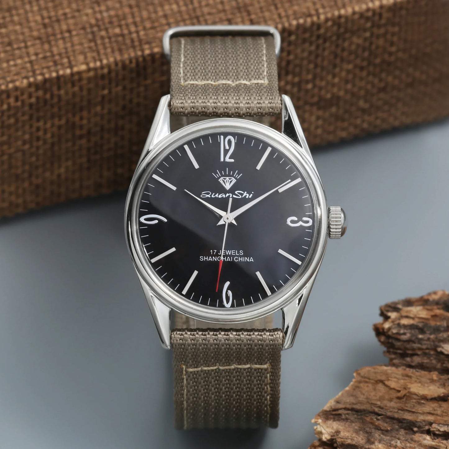 Shanghai Diamond Mechanical Watch Men's Manual Winding Watch 7120 Movement 38MM Stainless Steel Waterproof Men's Gift