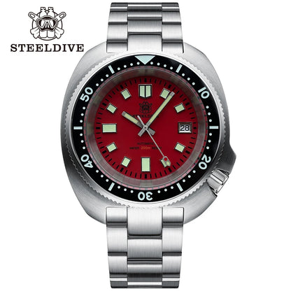 STEELDIVE New Arrival 44mm SD1974 Orange Dial Ceramic Bezel Super Luminous 200m NH35 Automatic Dive Watch with Milled Clasp