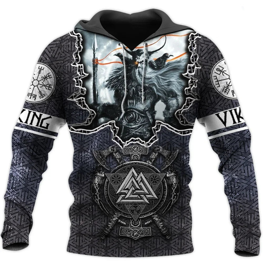 2023 New Autumn Men's Hoodie Wolf Print 3D Sweatshirts Urban Trendy All-Match Oversized Tops Poleron Hooded Clothes Men Clothing