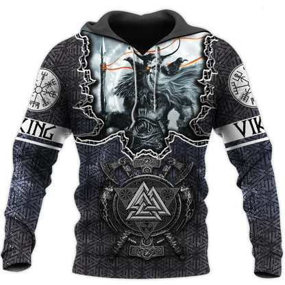 2023 New Autumn Men's Hoodie Wolf Print 3D Sweatshirts Urban Trendy All-Match Oversized Tops Poleron Hooded Clothes Men Clothing