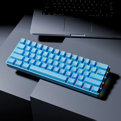 MUCAI MK61 USB Gaming Esports Mechanical Keyboard 61 Key Red Axis Wired Detachable Cable RGB Backlight Hot Swap