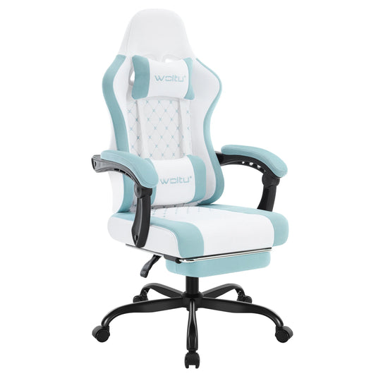 Cadeira de computador giratória WOLTU com função de massagem, cadeira de escritório ergonómica com almofada e apoio para os pés, cadeira gaming ajustável em altura