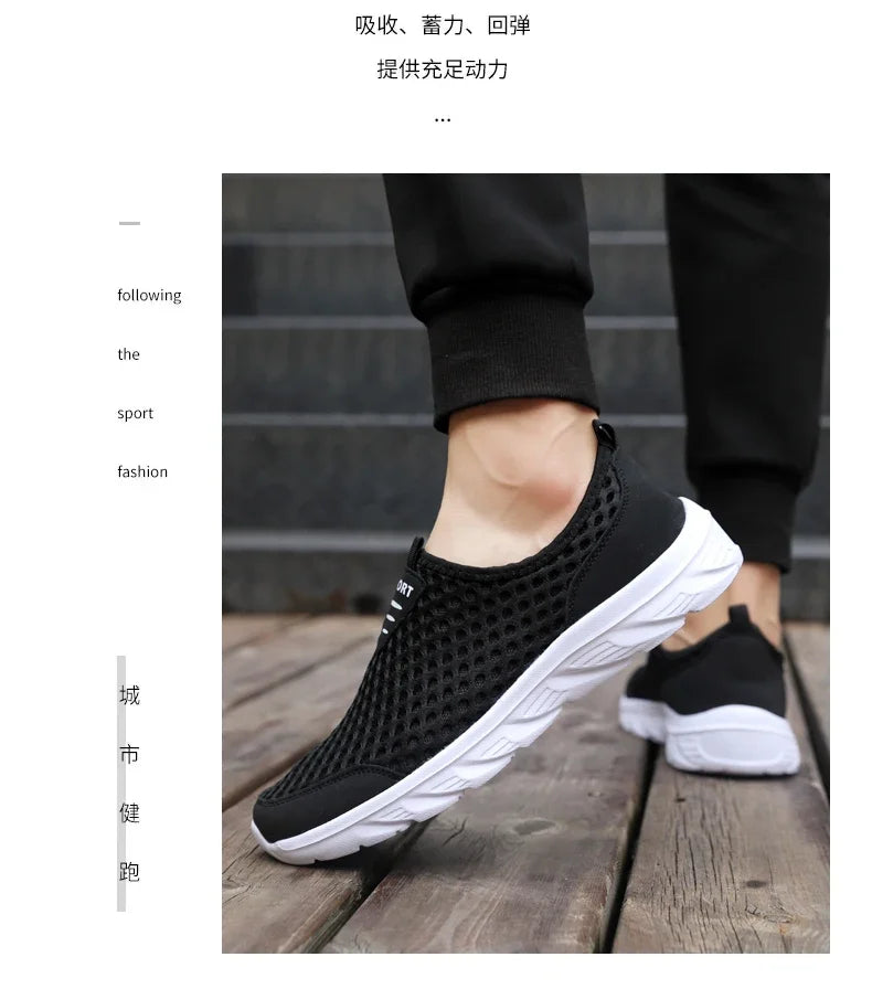 YRZL Lightweight Men's Casual Shoes, Breathable Slip-On Male Casual Sneakers, Anti-Slip Men's Flats, Outdoor Walking Shoes Size 39-46