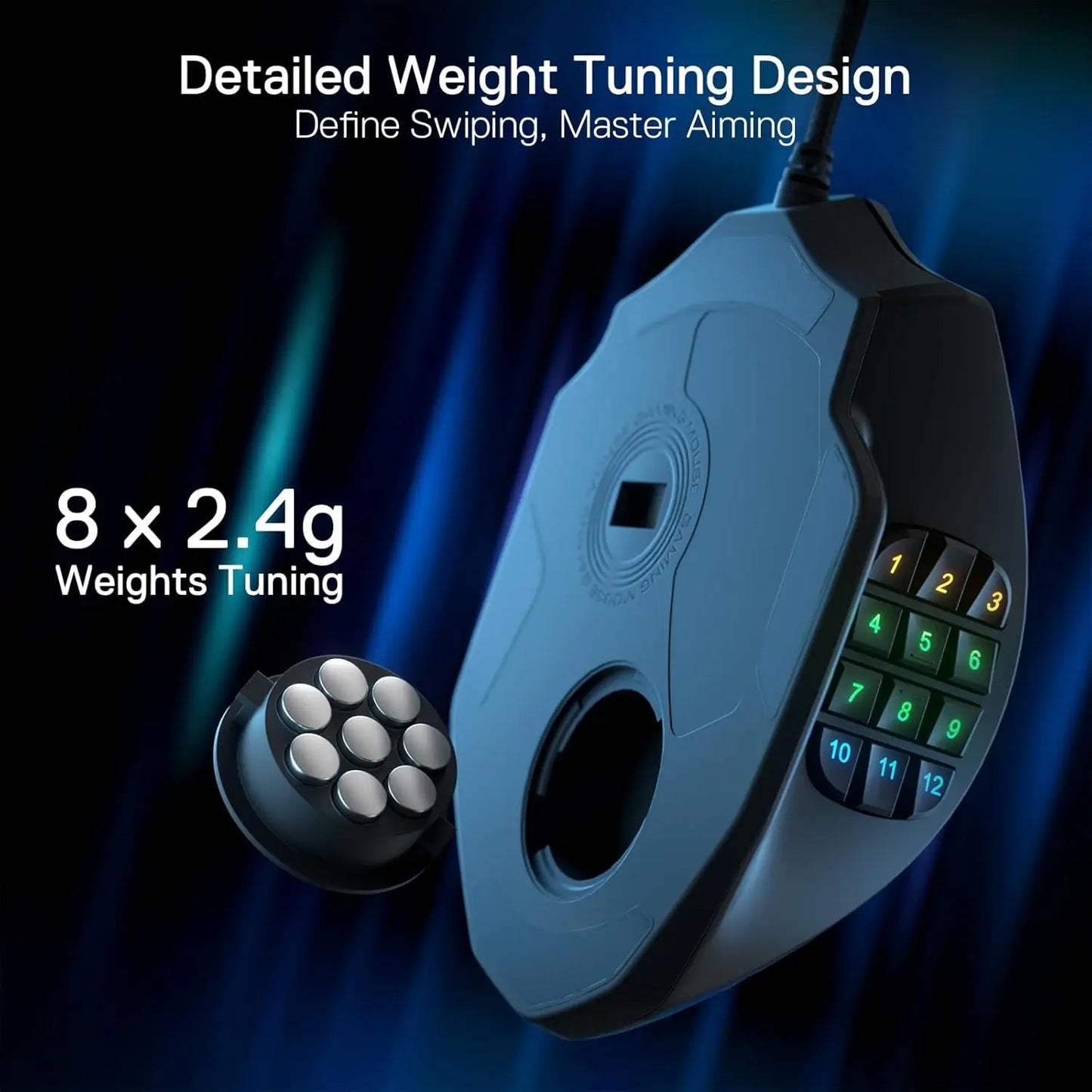 Mouse Gaming Cablato USB Redragon M908 con Retroilluminazione LED RGB, 18 Pulsanti Programmabili, 12400 DPI