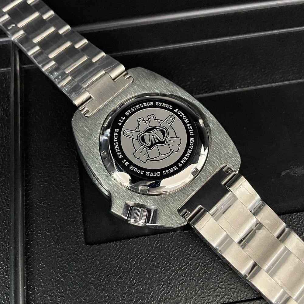 STEELDIVE New Arrival 44mm SD1974 Orange Dial Ceramic Bezel Super Luminous 200m NH35 Automatic Dive Watch with Milled Clasp