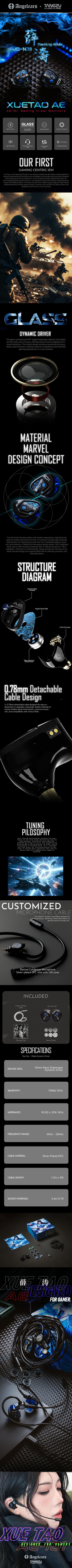 TANGZU x Angelears XueTao AE-101 Gaming 10mm Single Dynamic Driver Glass Diaphragm Unit In-Ear Monitor Headphones