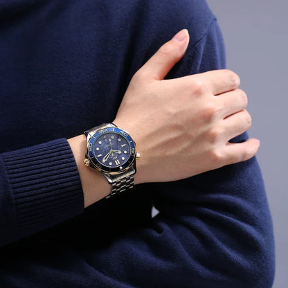 Automatic Mens Watch Mechanical Self Wind Movement Stainless Steel Casual Yellow Gold Silver Blue Master Wave Fashion Watches
