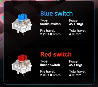 Teclado mecánico mini APAYADO K61, con cable, 61 teclas, Phantom RGB, negro/blanco, interruptor mecánico rojo/azul para gaming, portátil 60%
