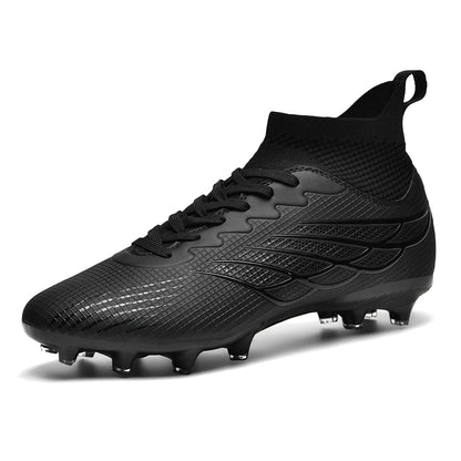 Botas de futebol Superfly FG para exterior, sapatilhas de futebol pretas com pitons, calçado desportivo profissional macio, respirável e confortável, tamanhos grandes