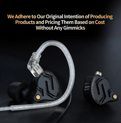 KZ ZS12 PRO X hybrid dynamisk og balanced armature-teknologi IEM-øretelefon, opgraderet HiFi-bas in-ear-hovedtelefon med tuningkabel-headset
