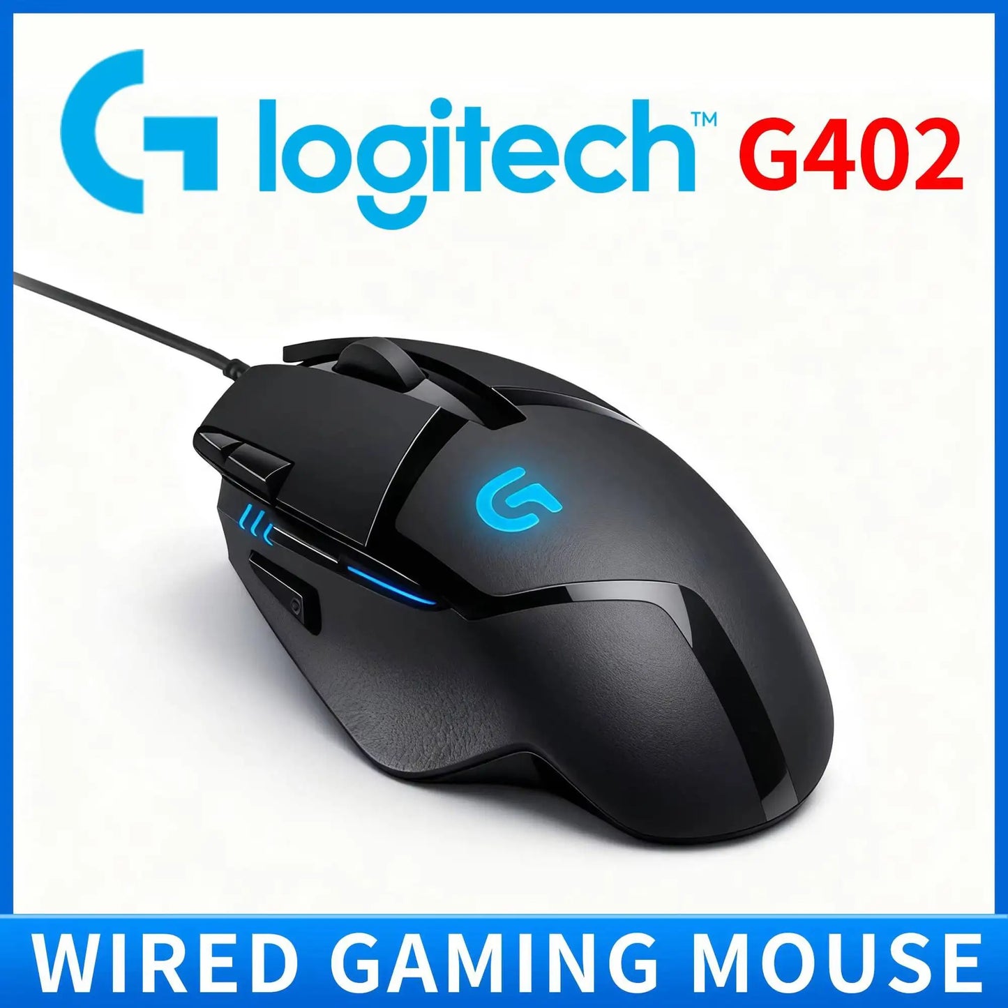 Logitech G402 kabelgebundene Gaming-Maus, 32-Bit-ARM-Prozessor, 8 Tasten, 500 IPS, rutschfest, für ganztägige Gaming- und Arbeitssessions