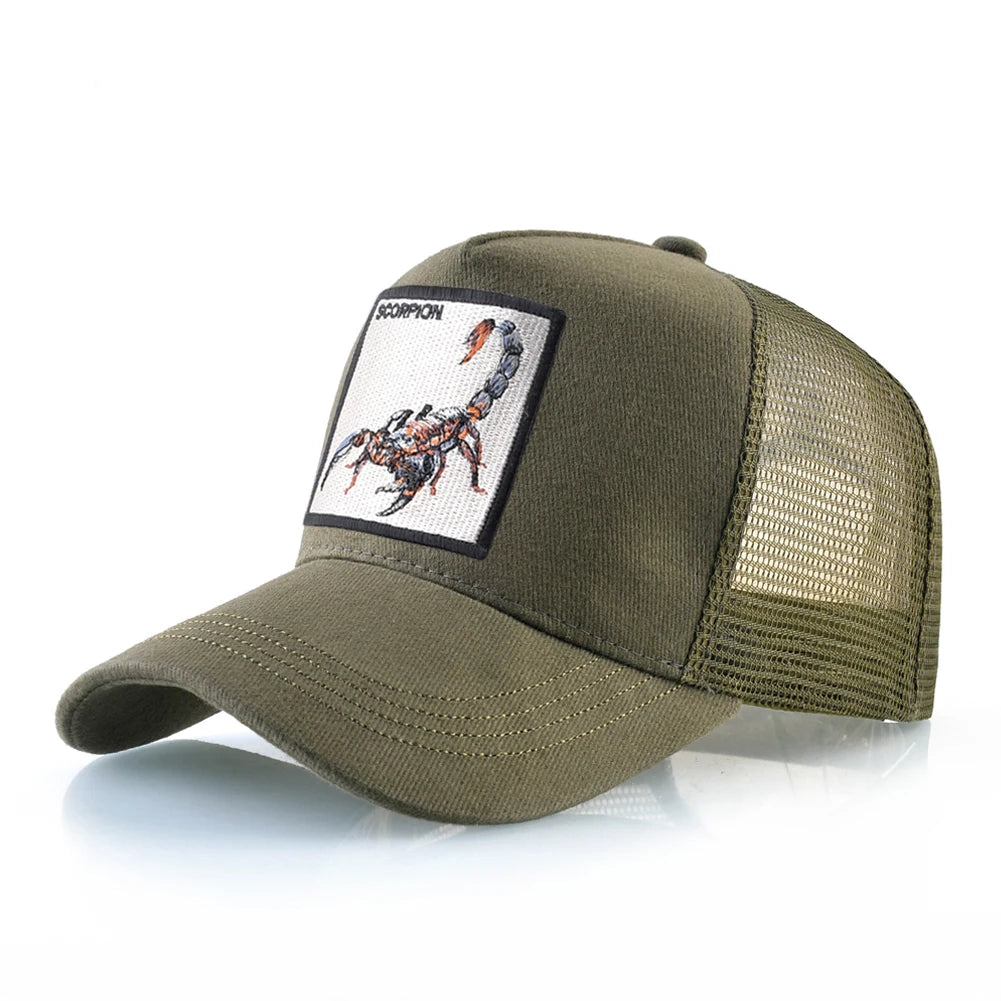 Cappellino da baseball unisex con toppa ricamata a forma di scorpione - Cappellino da baseball da uomo - Cappellino da donna con chiusura a scatto - Cappellino hip hop - Cappellino da esterno traspirante con visiera