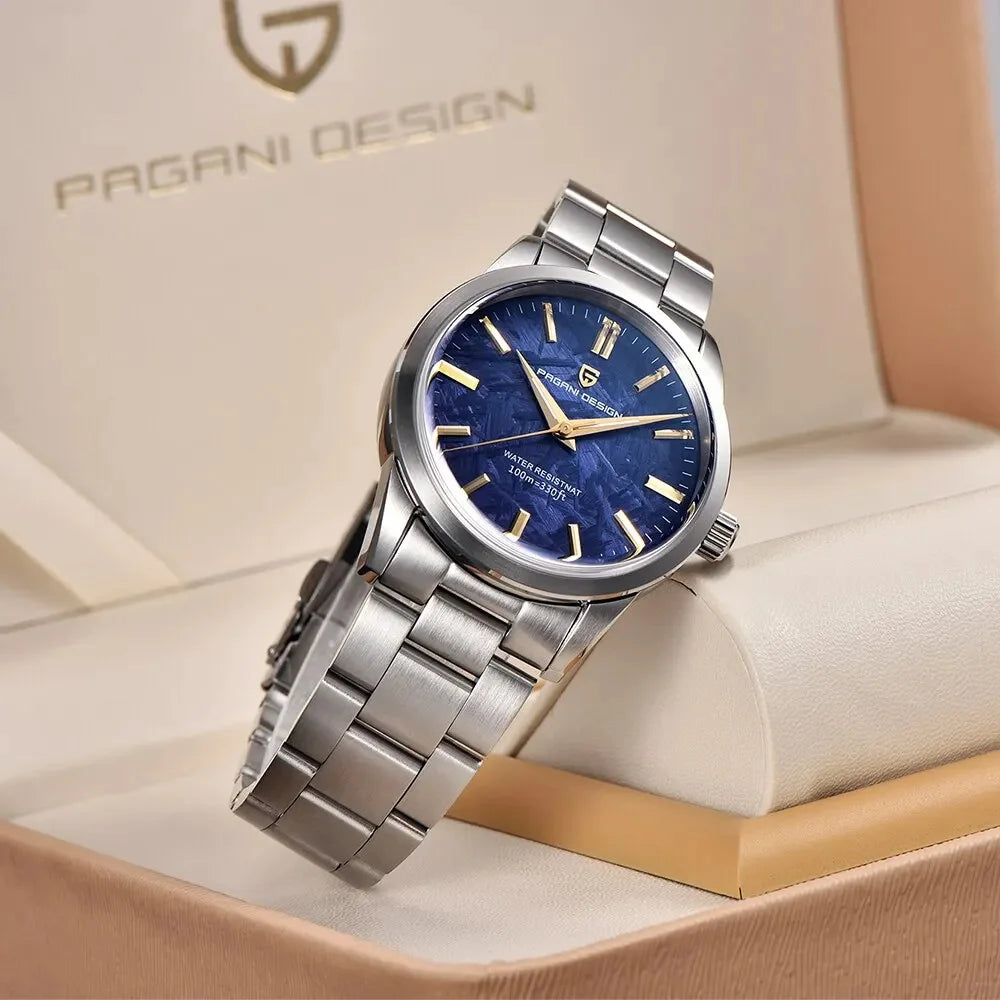 Pánské hodinky PAGANI DESIGN 40 mm, japonský quartzový strojek TMI VH31, luxusní/obchodní styl, safírové sklo, nerezová ocel 316L, vodotěsné do 100 m
