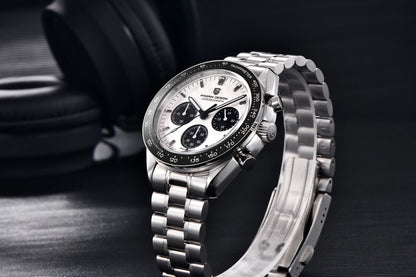 Pánske hodinky PAGANI DESIGN „New Moon“ – luxusné quartzové hodinky, chronograf, zafírové sklo s antireflexnou úpravou, keramický rámček, luminiscenčné ručičky