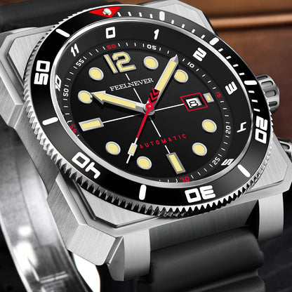 Reloj de buceo automático para hombre FeelNever 8215 con movimiento automático, superluminoso, acero 316, cristal de zafiro, reloj mecánico deportivo masculino