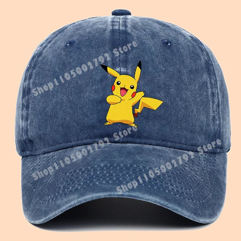 Pokémonové bejzbalové čiapky Pikachu Kawaii Anime postavičky Slnečné klobúky Letné vonkajšie detské a rodičovské slnečné klobúky Trendové čiapky s kačacím jazýčkom Darček
