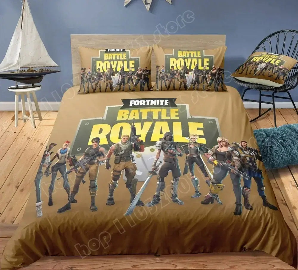 Fortnite Bedding Set Duvet Cover 3 Piece 3D Printed Bedroom Bedding Game Anime Cartoon Pillowcase Room Decoration Gifts