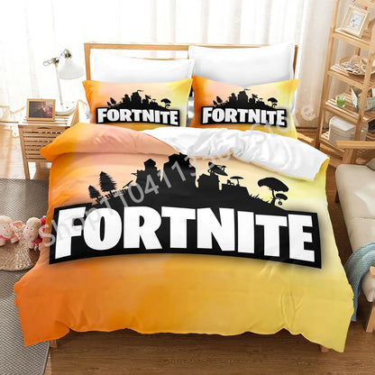 Battle Royale F-Fortnite 3PCS Bedding Set Kids Duvet Cover Quilt Pillowcase Double Size Victory Game Bedroom Linen Decoration