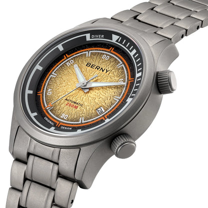 BERNY Titanium Diver Watches for Men 20ATM Super Luminous Automatic Mechanical Men's Dive Watch Sapphire Swim Diving Wristwatch
