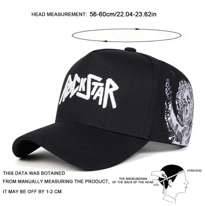 Șepci de baseball unisex ROCKSTAR cu broderie cu litere, pentru primăvară și toamnă, pentru activități în aer liber, reglabile, casual, cu protecție solară, șepci sportive