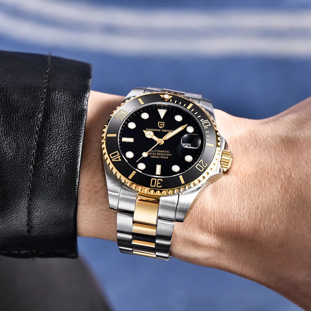 New PAGANI DESIGN Diving Automatic Mechanical Watch Luxury Sports Waterproof Watch Stainless Steel Sapphire Luminous Watch for Men