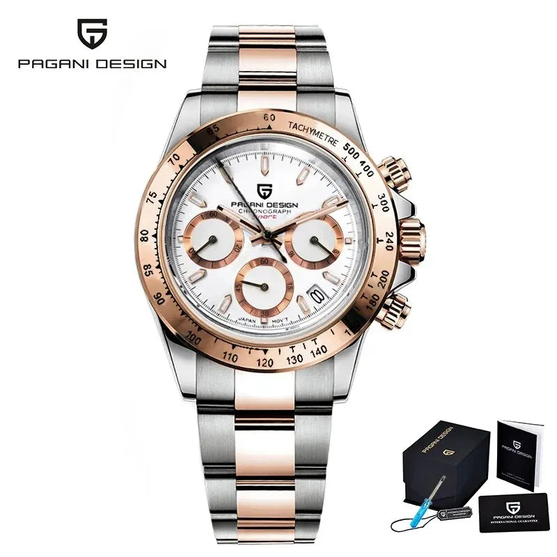 PAGANI DESIGN – Nouvelle montre pour homme, modèle de luxe à quartz en or rose, chronographe sportif étanche jusqu'à 100 m