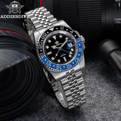 ADDIESDIVE 2024 Top Luxury Men GMT Quartz Wrist Watches Men's Business Sports Luminous 20Bar Waterproof Watch Gift Reloj Hombre