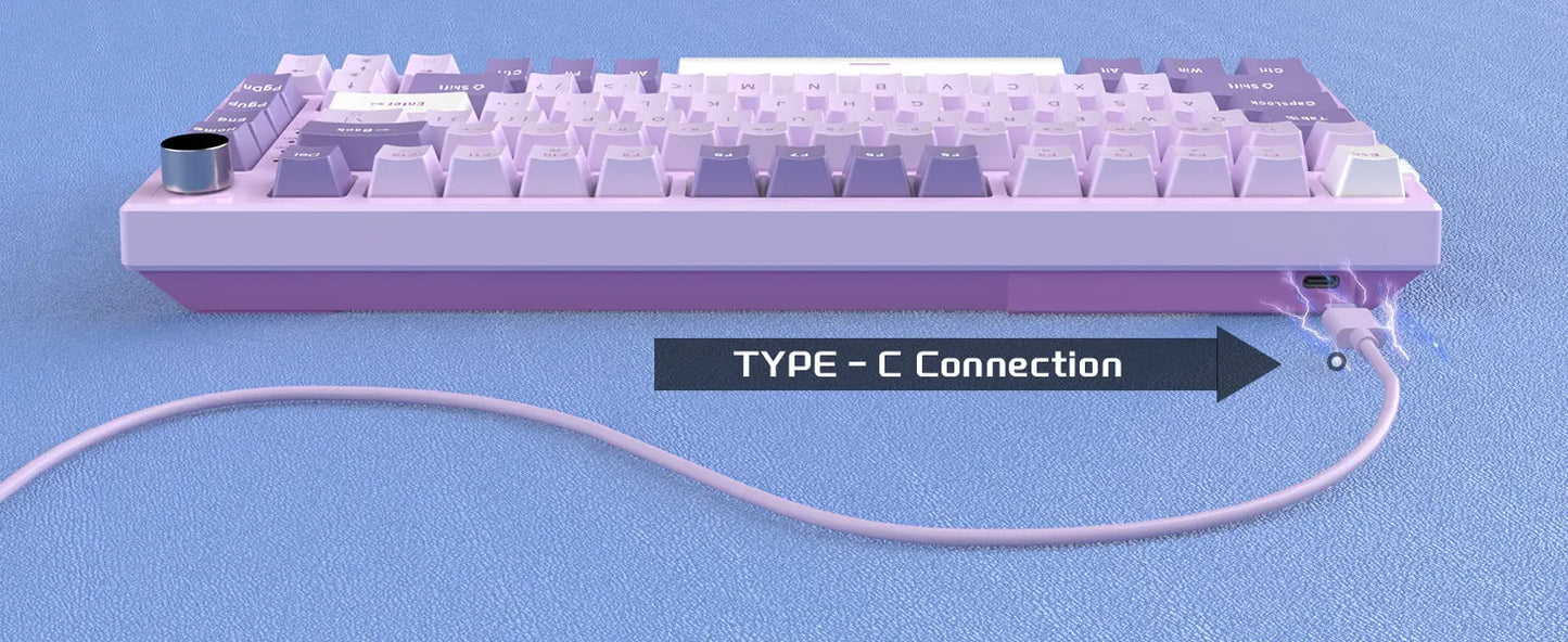 Teclado gaming mecânico MageGee SKY81 75%, RGB, gasket mount, hot-swappable, com fios, personalizável, som cremoso, amortecimento acústico e botão rotativo