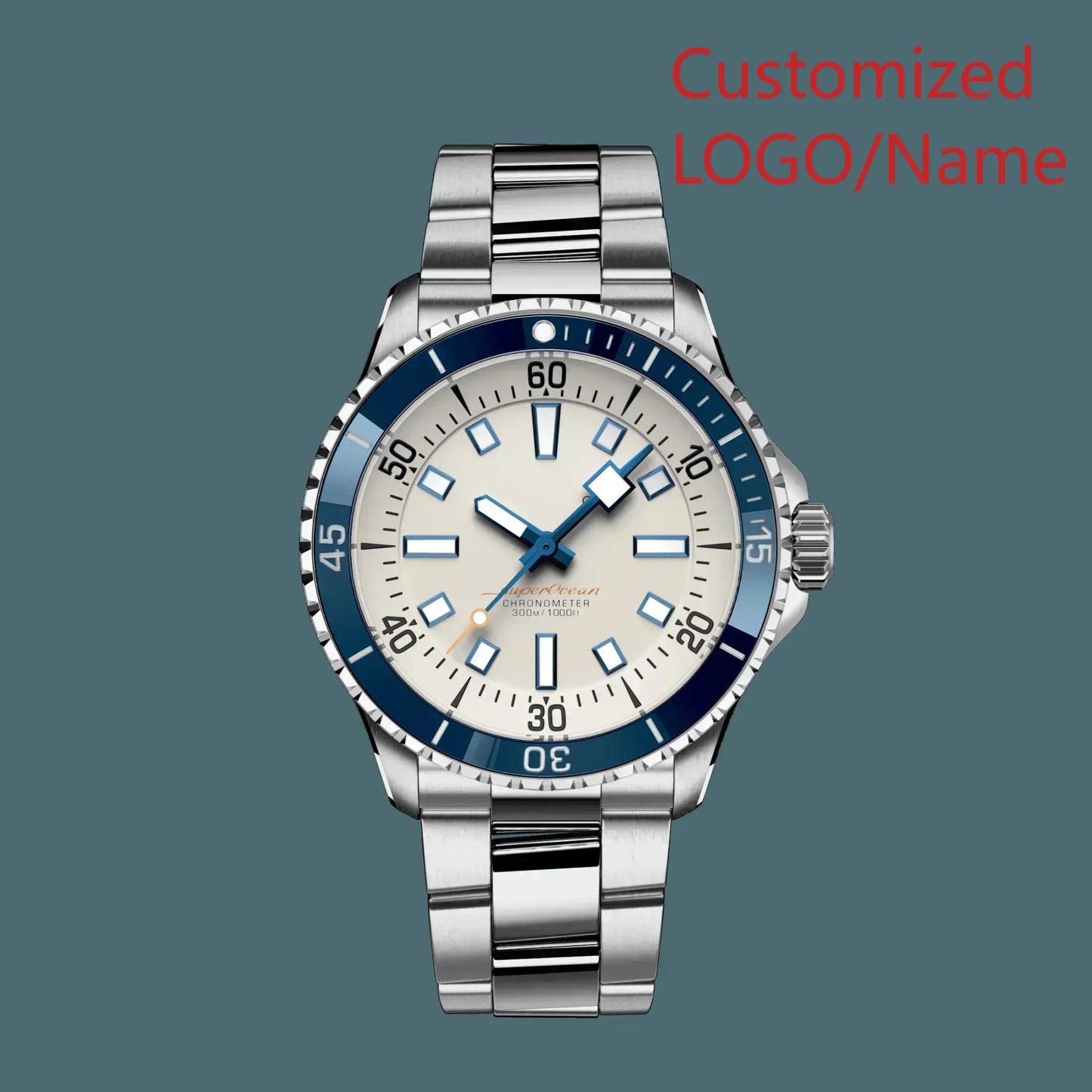 A11 Store Customized Watch Super ocean Mens Automatic Mechanical Watch Stainless Steel  Black Blue Ceramic Bezel 44mm
