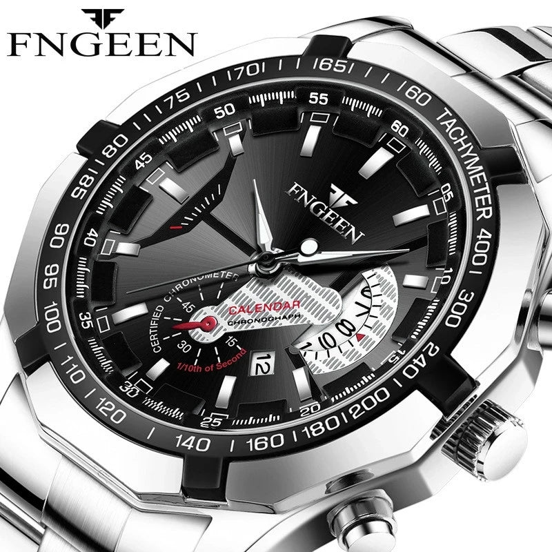 Montre-bracelet pour homme, style militaire, décontracté ou sportif, à quartz, de marque prestigieuse, en acier intégral, étanche