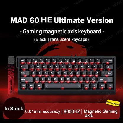 MADLIONS Mad 60he Mad60HE Mad 68HE Teclado mecânico com interruptores magnéticos, com fios, hot-swap, taxa de polling 8K, teclado gaming personalizado