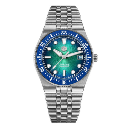 San Martin 40mm Enamel Spiral Dial Integrated Bracelet Men Diver Watch Miyota 9015 Automatic Mechanical Waterproof 200m SN0148