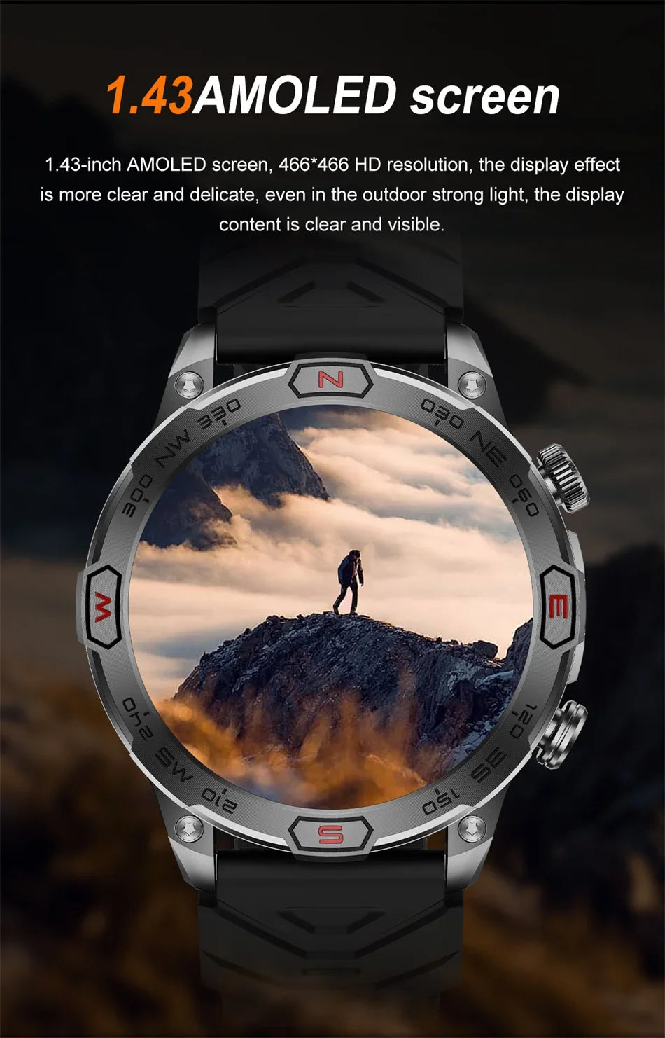 Men Fashion Outdoor Sport GPS Smart Watch Men AMOLED HD Screen Heart rate Waterproof Sport Smartwatch Man Smart Bracelet clock