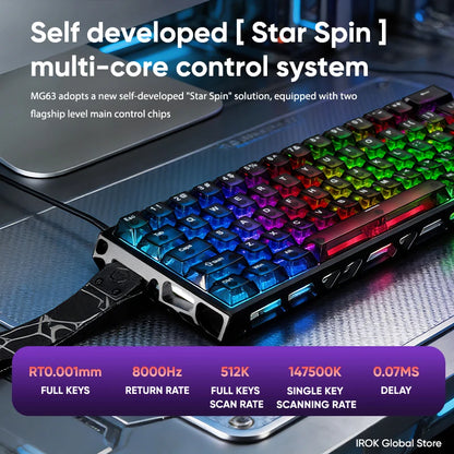 IROK MG63 Hollow Aluminium Gaming Magnetic Mechanical Keyboard 60% RT0.001mm 8KHz 0.07ms 512K RGB Hot Swap Wired Gamer Keyboard