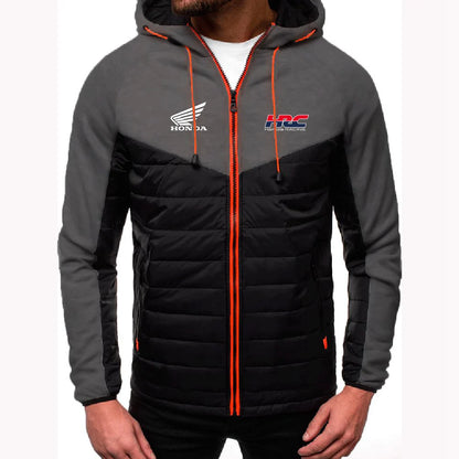 Produit gaming premium Fraquane, 2025 Spring And Autumn Comfortable Jacket Slim Coat Men's New Seven-color Cotton-padded Honda racing Print Patchwork Hoodies