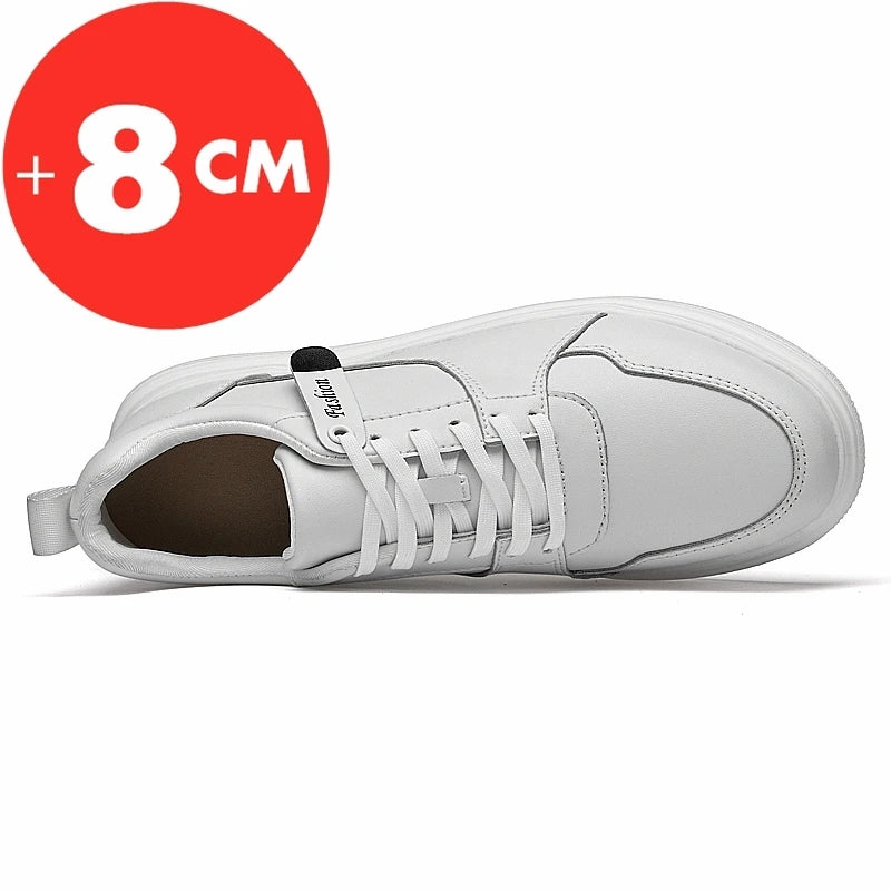 Adidași pentru bărbați cu talpă înălțătoare, pantofi cu talpă înălțătoare, talpă interioară pentru creșterea înălțimii cu 7-8 cm, pantofi cu toc înalt, pantofi sport din piele naturală