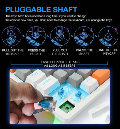 E-YOOSO K620 USB Mechanical Gaming Keyboard Wired Blue Red Switch Monochrome LED Backlit 87 Key for Computer Laptop PC
